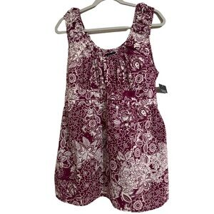 Sonoma Life + Style Top Women's XL Paisley Sleeveless Tie Belt Ruched Bodice